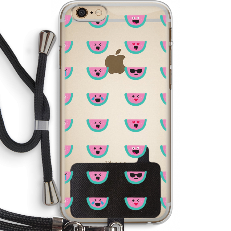 Smiley watermeloenprint: iPhone 6 PLUS / 6S PLUS Transparant Hoesje met koord