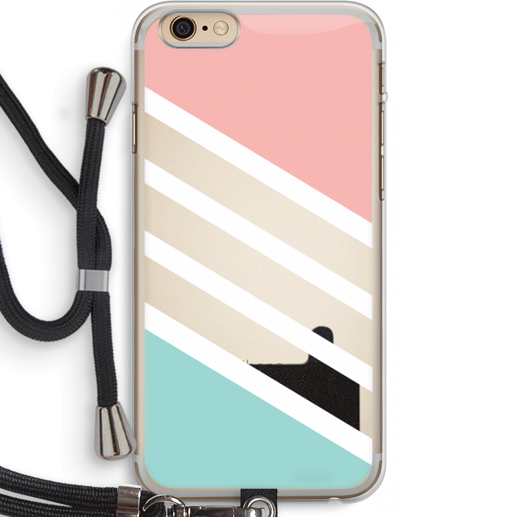 Strepen pastel: iPhone 6 PLUS / 6S PLUS Transparant Hoesje met koord
