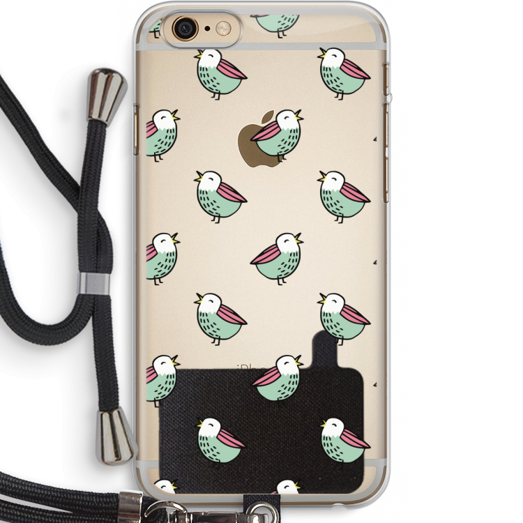 Vogeltjes: iPhone 6 PLUS / 6S PLUS Transparant Hoesje met koord