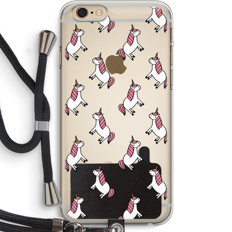 Eenhoorns overal: iPhone 6 PLUS / 6S PLUS Transparant Hoesje met koord
