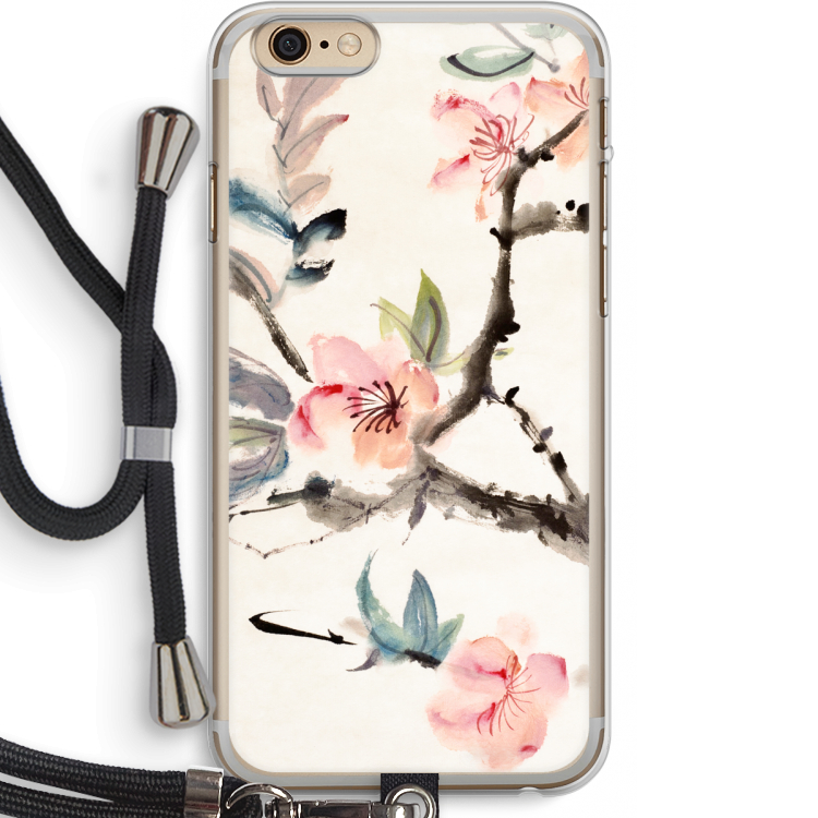 Japanse bloemen: iPhone 6 PLUS / 6S PLUS Transparant Hoesje met koord