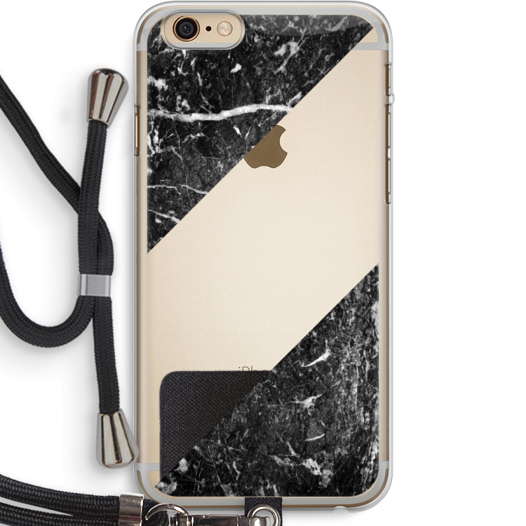 Zwart marmer: iPhone 6 PLUS / 6S PLUS Transparant Hoesje met koord