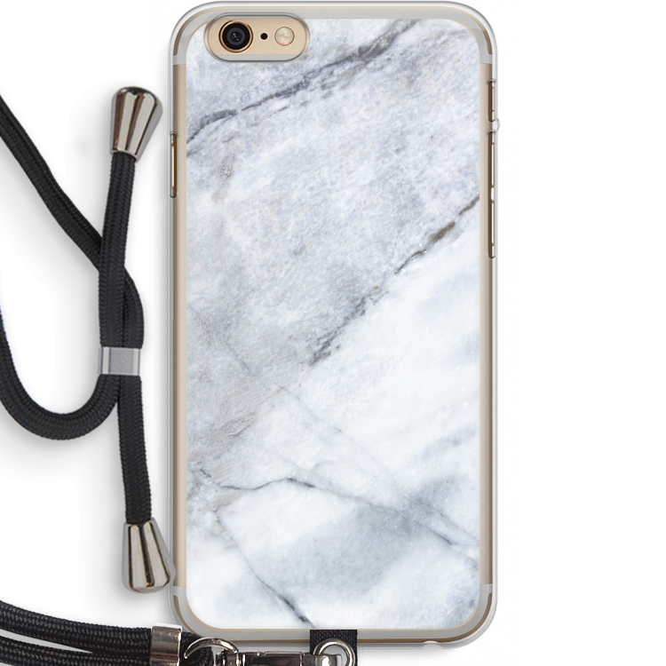 Witte marmer: iPhone 6 PLUS / 6S PLUS Transparant Hoesje met koord