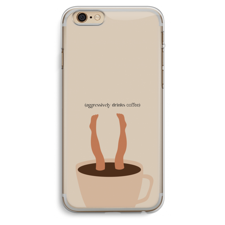 Aggressively drinks coffee: iPhone 6 Plus / 6S Plus Transparant Hoesje