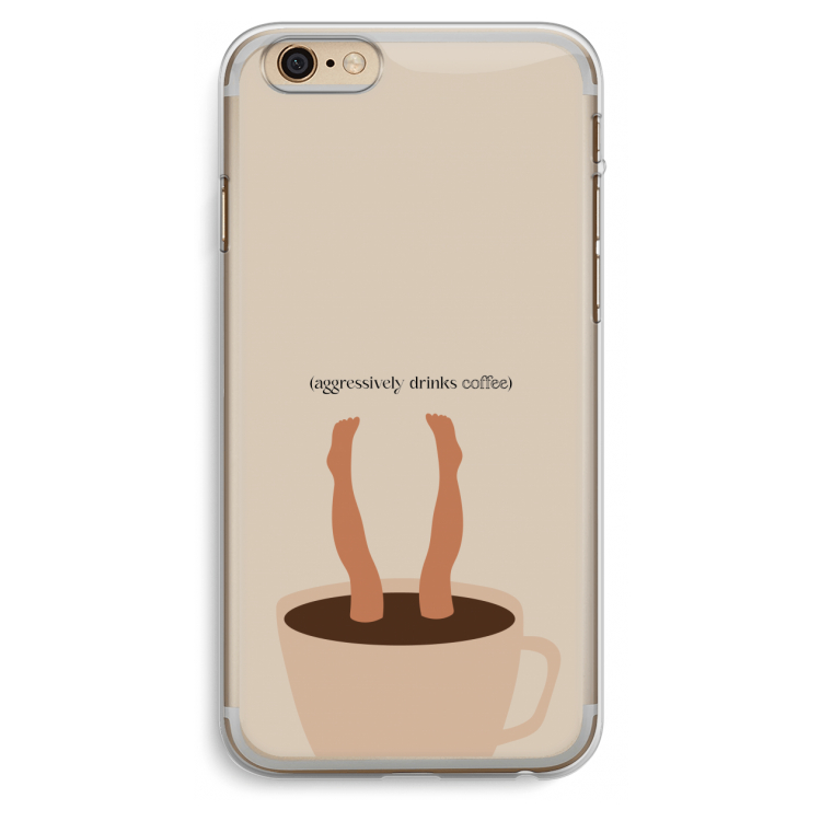 Aggressively drinks coffee: iPhone 6 Plus / 6S Plus Transparant Hoesje