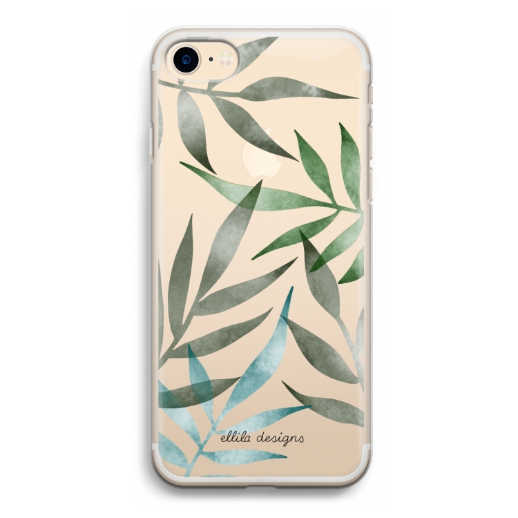 Tropical watercolor leaves: iPhone 7 Transparant Hoesje
