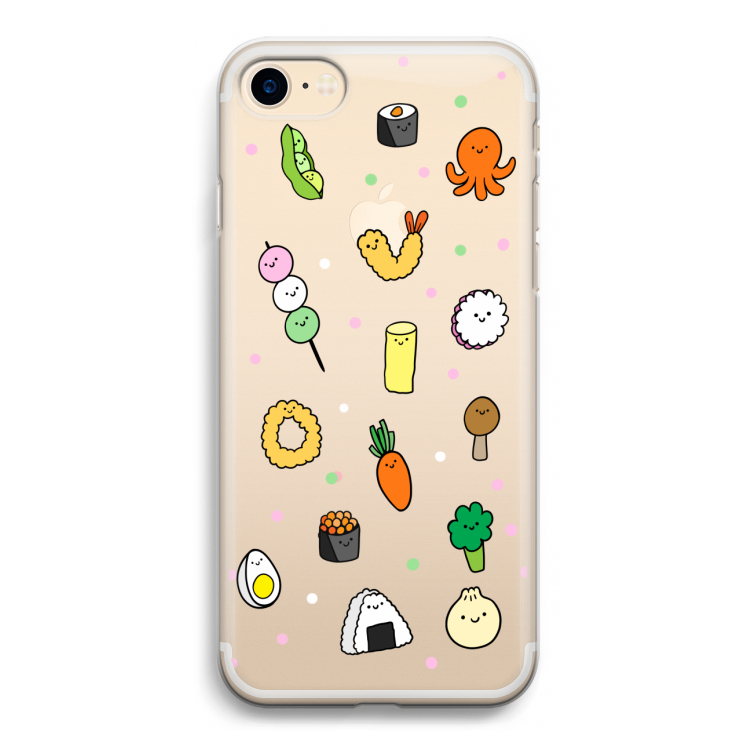 Happy bento friends: iPhone 7 Transparant Hoesje