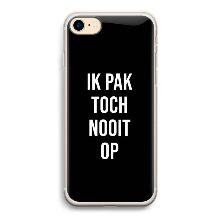 Ik pak nooit op - Zwart: iPhone 7 Transparant Hoesje