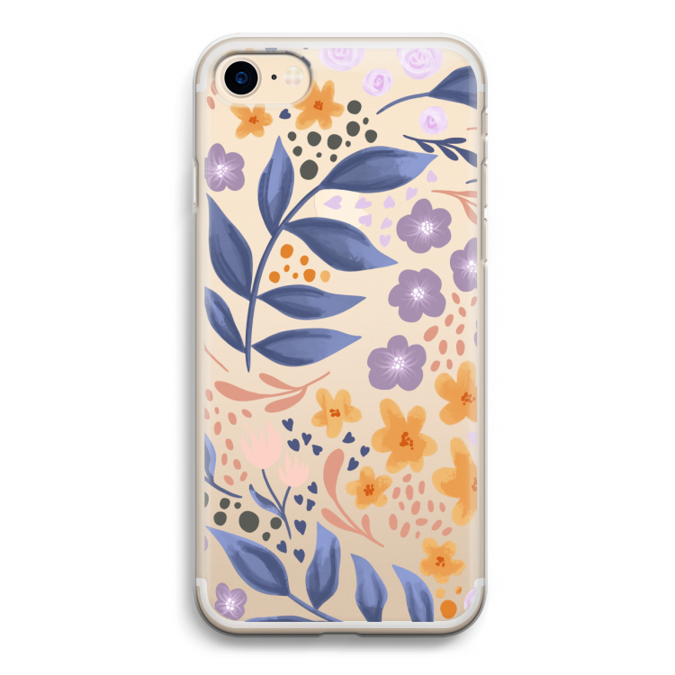 Flowers with blue leaves: iPhone 7 Transparant Hoesje