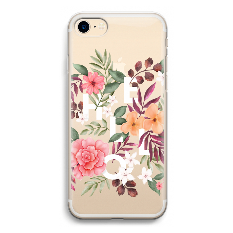 Hello in flowers: iPhone 7 Transparant Hoesje