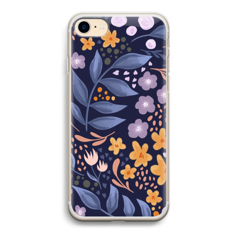 Flowers with blue leaves: iPhone 7 Transparant Hoesje