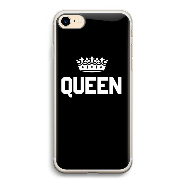 Queen zwart: iPhone 7 Transparant Hoesje