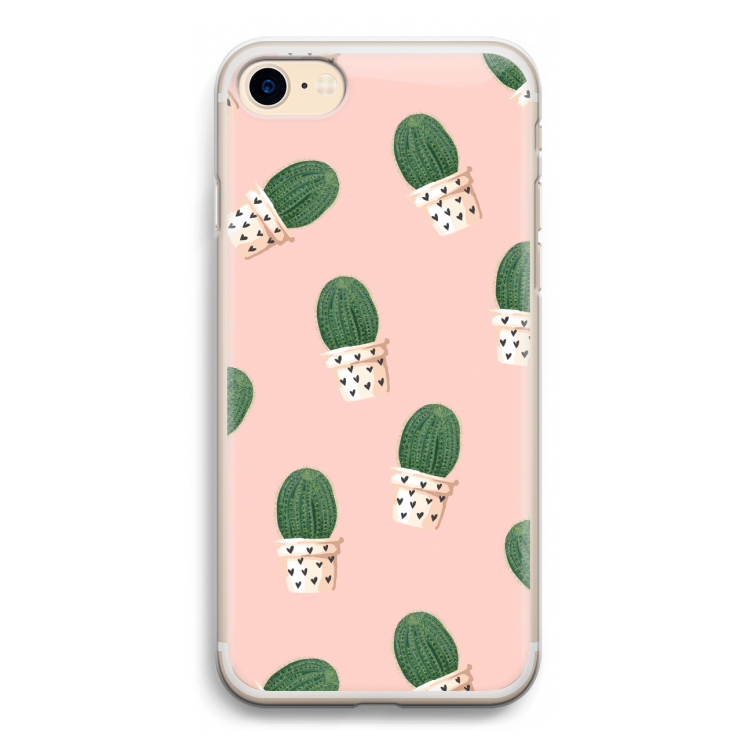 Cactusprint roze: iPhone 7 Transparant Hoesje