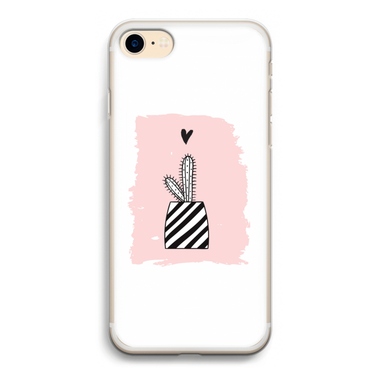 Zwart-wit cactus: iPhone 7 Transparant Hoesje