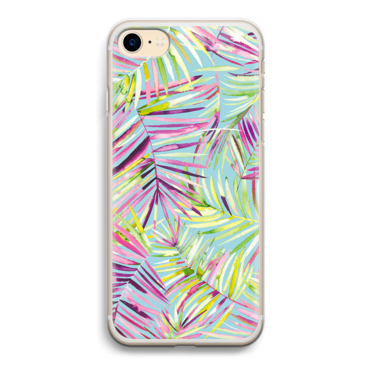 Tropical Palms Blue: iPhone 7 Transparant Hoesje