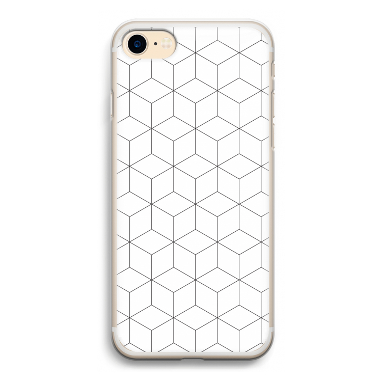 Zwart-witte kubussen: iPhone 7 Transparant Hoesje