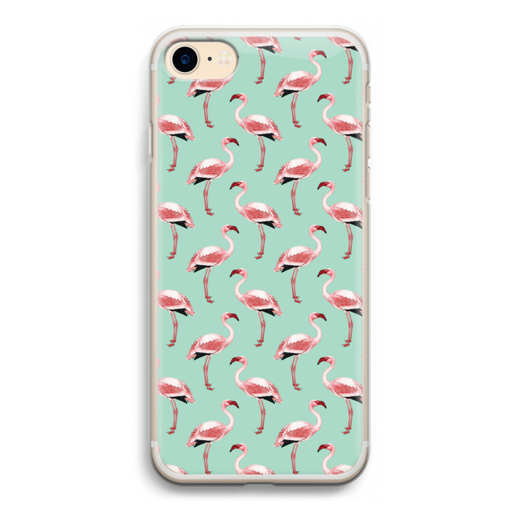 Flamingoprint groen: iPhone 7 Transparant Hoesje