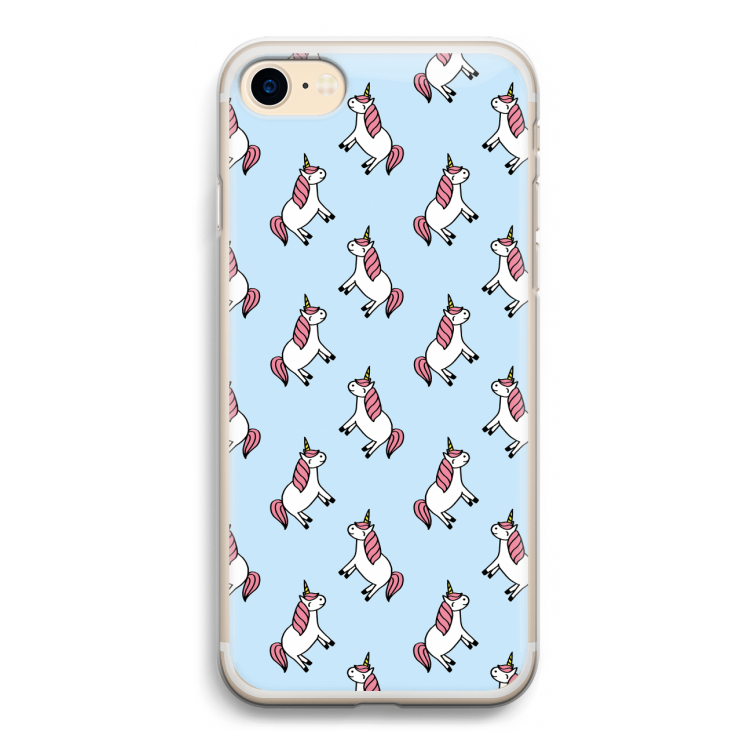 Eenhoorns overal: iPhone 7 Transparant Hoesje