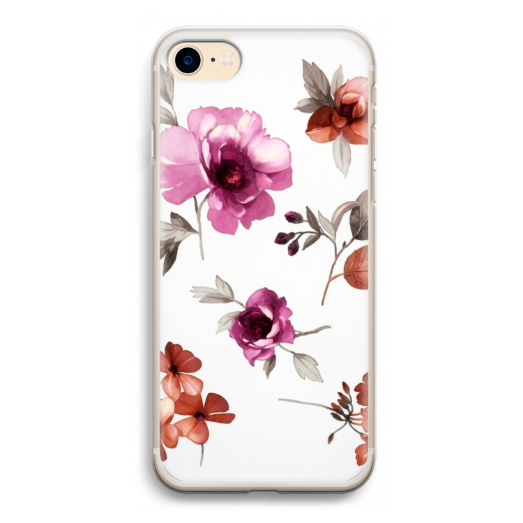 Geschilderde bloemen: iPhone 7 Transparant Hoesje