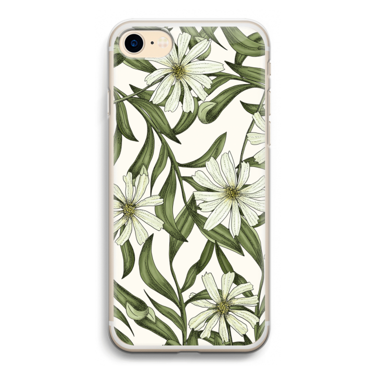 Wit bloemenpatroon: iPhone 7 Transparant Hoesje