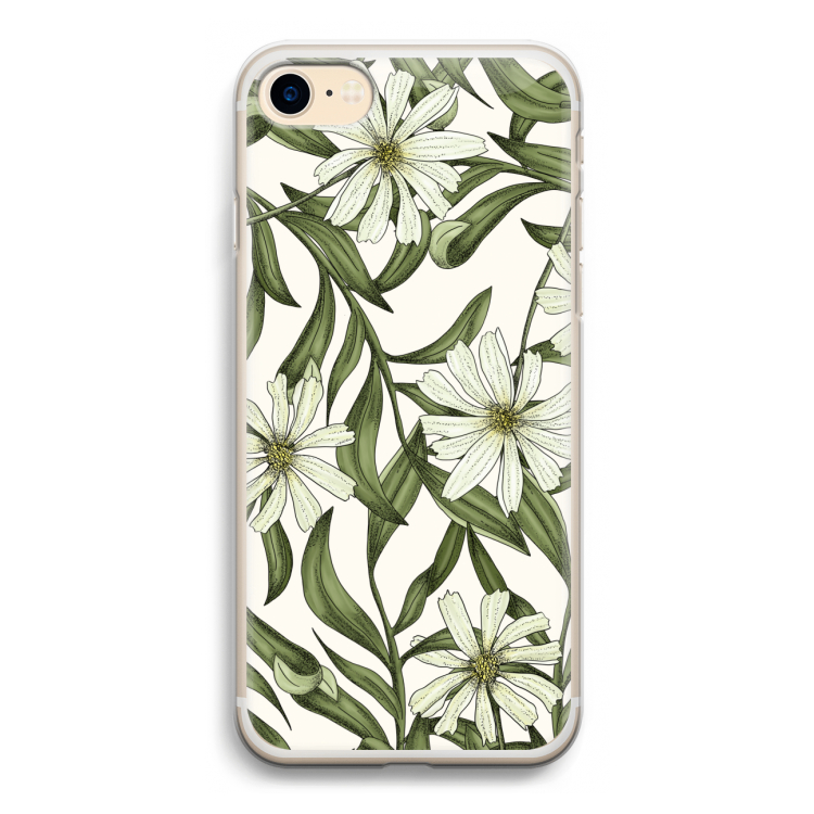 Wit bloemenpatroon: iPhone 7 Transparant Hoesje