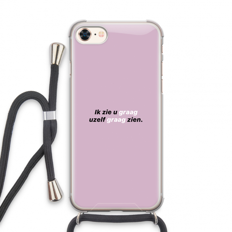 uzelf graag zien: iPhone 7 Transparant Hoesje met koord