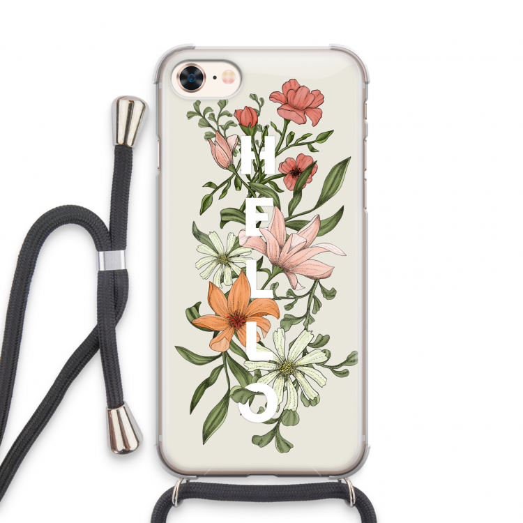 Hello bloemen: iPhone 7 Transparant Hoesje met koord