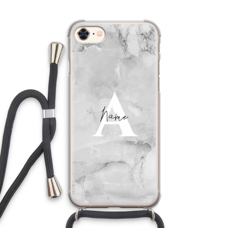 Ivory Marble: iPhone 7 Transparant Hoesje met koord