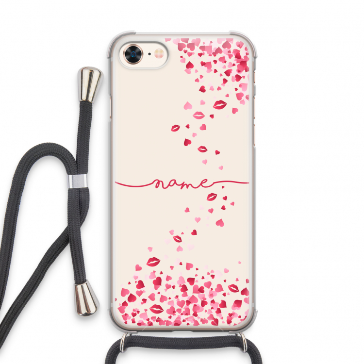 Hartjes en kusjes: iPhone 7 Transparant Hoesje met koord