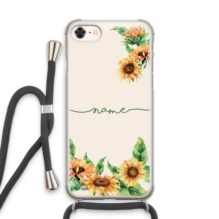 Zonnebloemen: iPhone 7 Transparant Hoesje met koord