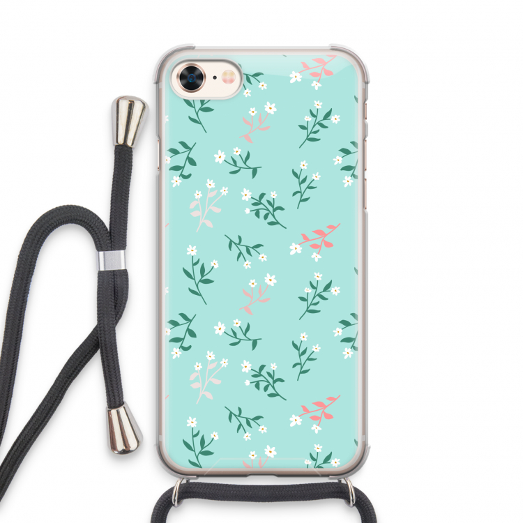 Small white flowers: iPhone 7 Transparant Hoesje met koord