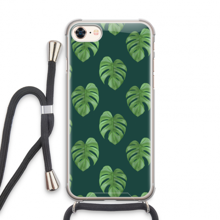 Monstera leaves: iPhone 7 Transparant Hoesje met koord