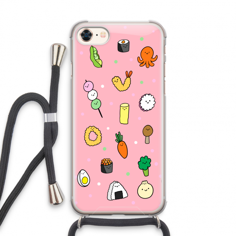Happy bento friends: iPhone 7 Transparant Hoesje met koord