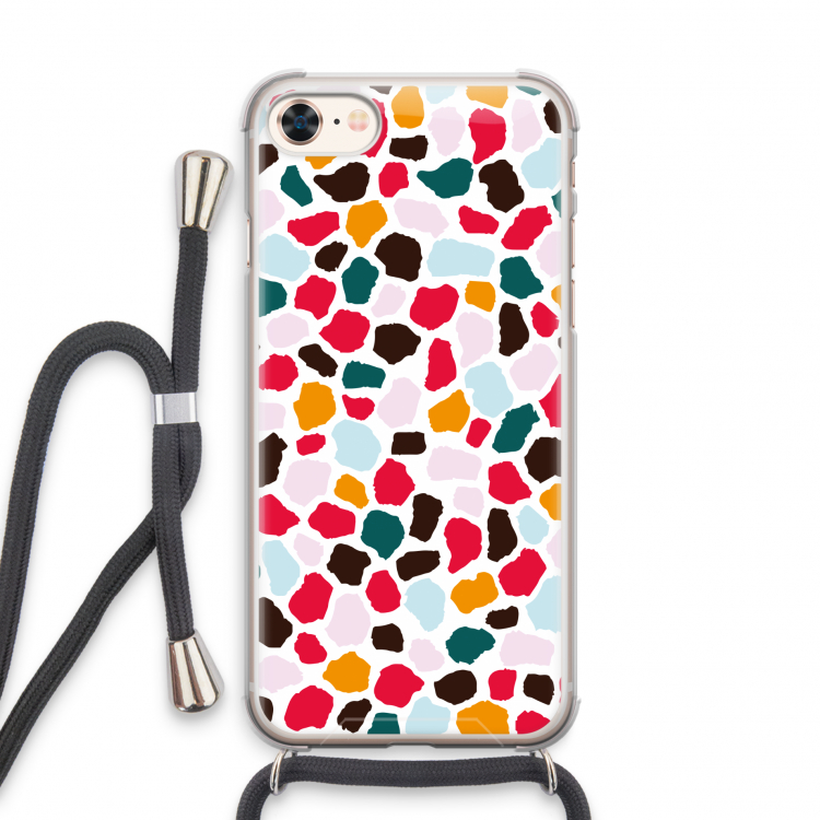 Colored Giraffe: iPhone 7 Transparant Hoesje met koord