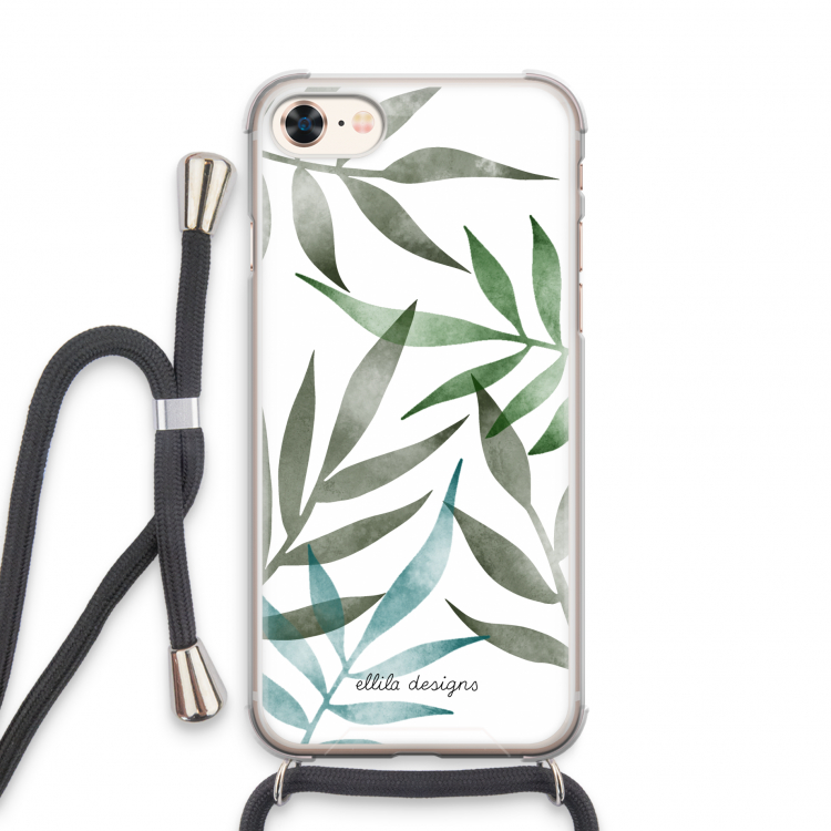 Tropical watercolor leaves: iPhone 7 Transparant Hoesje met koord