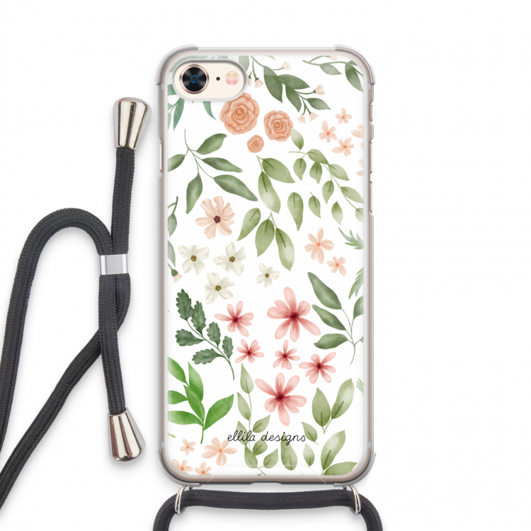 Botanical sweet flower heaven: iPhone 7 Transparant Hoesje met koord