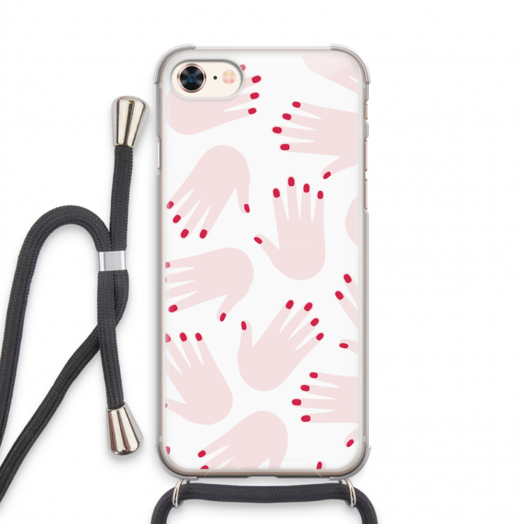 Hands pink: iPhone 7 Transparant Hoesje met koord