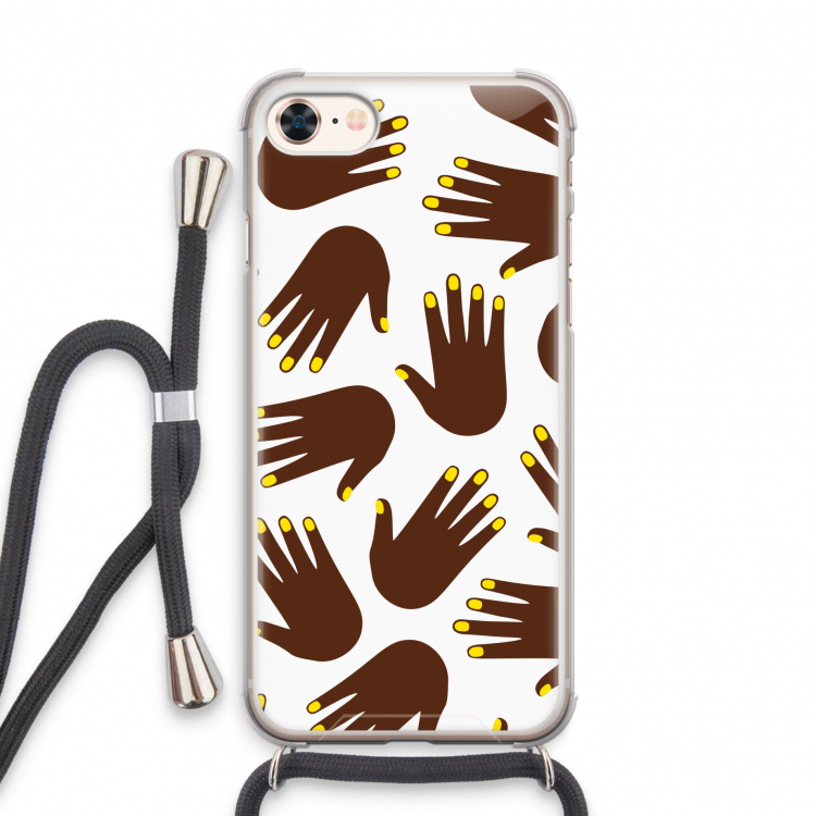 Hands dark: iPhone 7 Transparant Hoesje met koord
