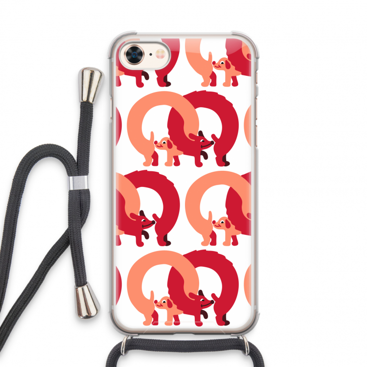 Dogs: iPhone 7 Transparant Hoesje met koord