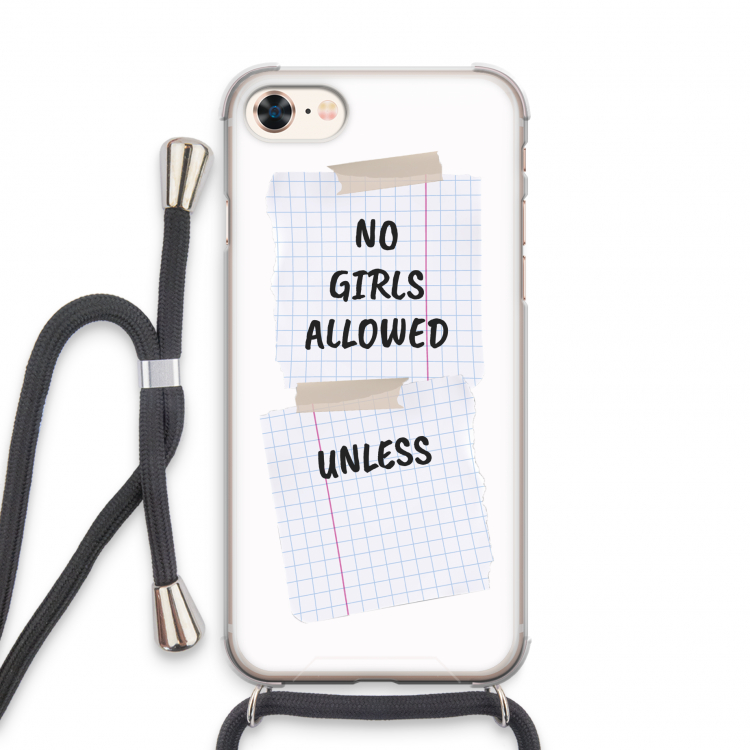 No Girls Allowed Unless: iPhone 7 Transparant Hoesje met koord
