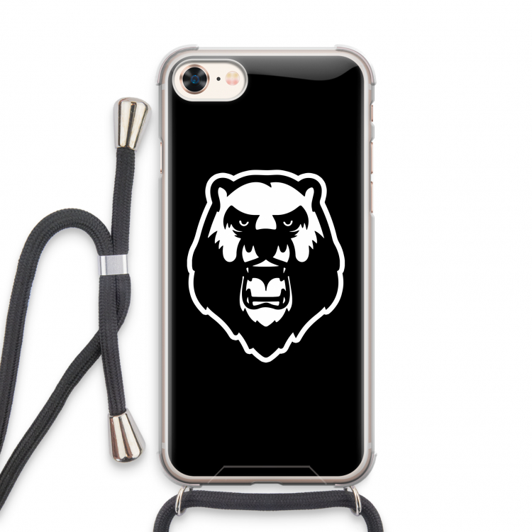Angry Bear (black): iPhone 7 Transparant Hoesje met koord