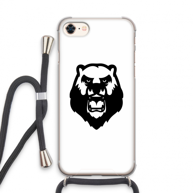 Angry Bear (white): iPhone 7 Transparant Hoesje met koord