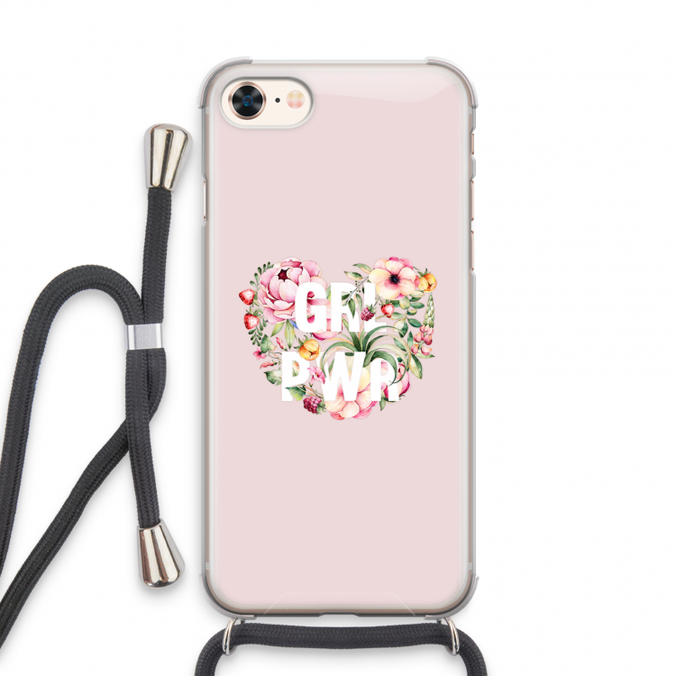 GRL PWR Flower: iPhone 7 Transparant Hoesje met koord