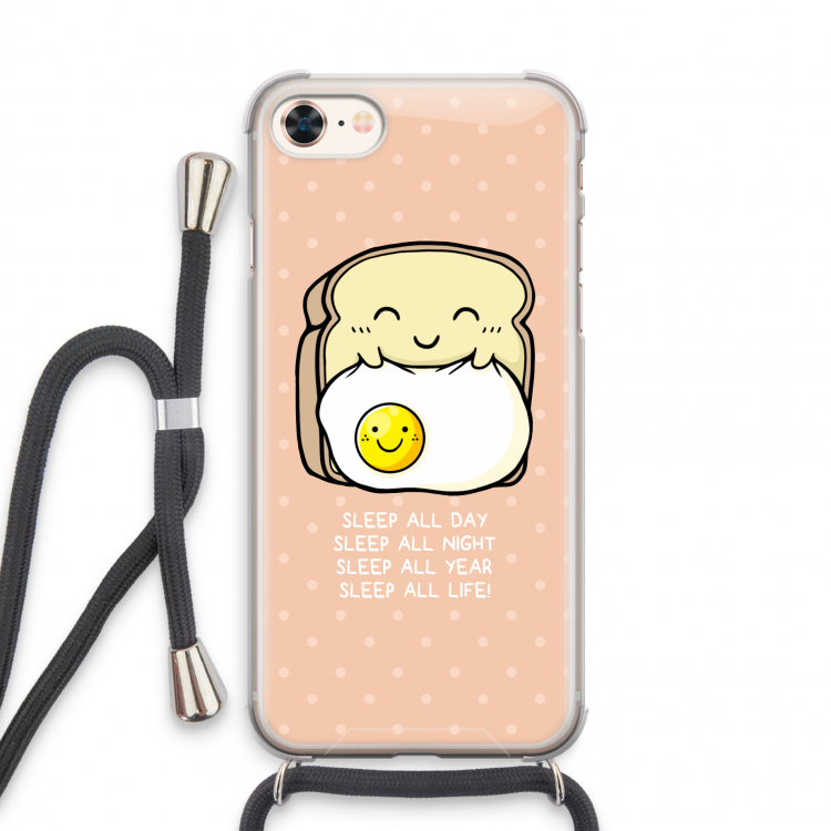 Sleep All Day: iPhone 7 Transparant Hoesje met koord