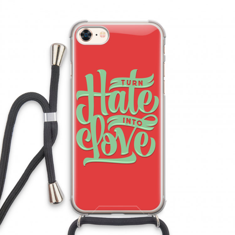 Turn hate into love: iPhone 7 Transparant Hoesje met koord