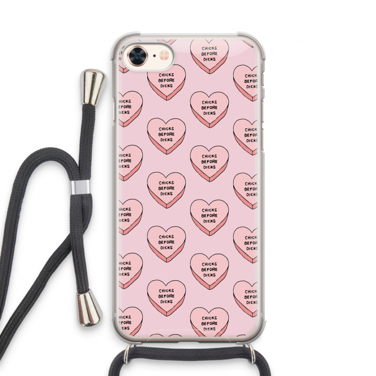 Chicks before dicks: iPhone 7 Transparant Hoesje met koord