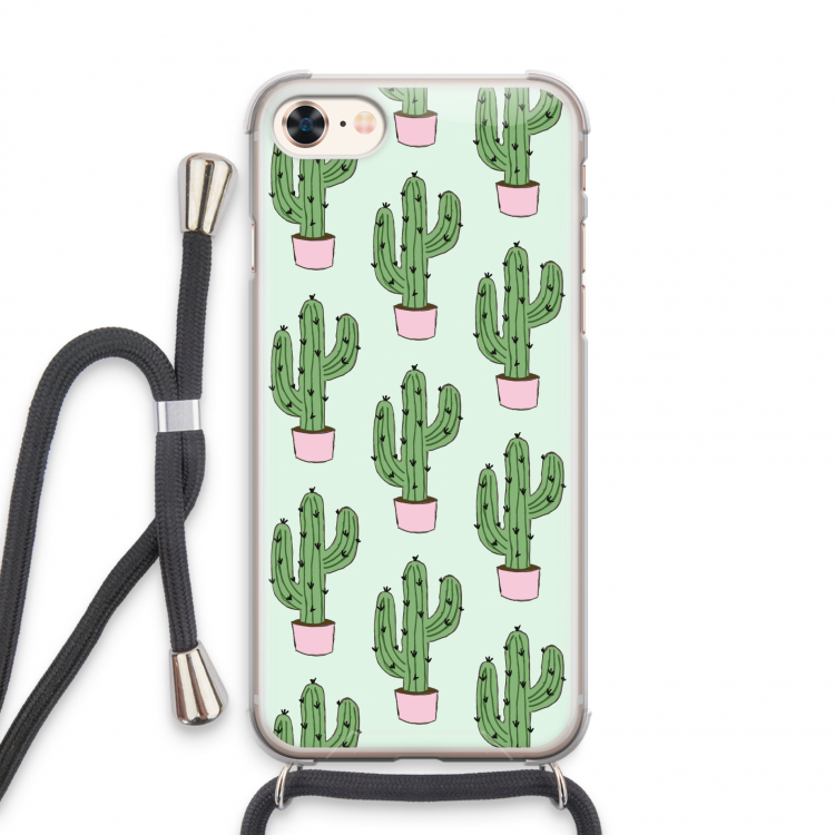 Cactus Lover: iPhone 7 Transparant Hoesje met koord