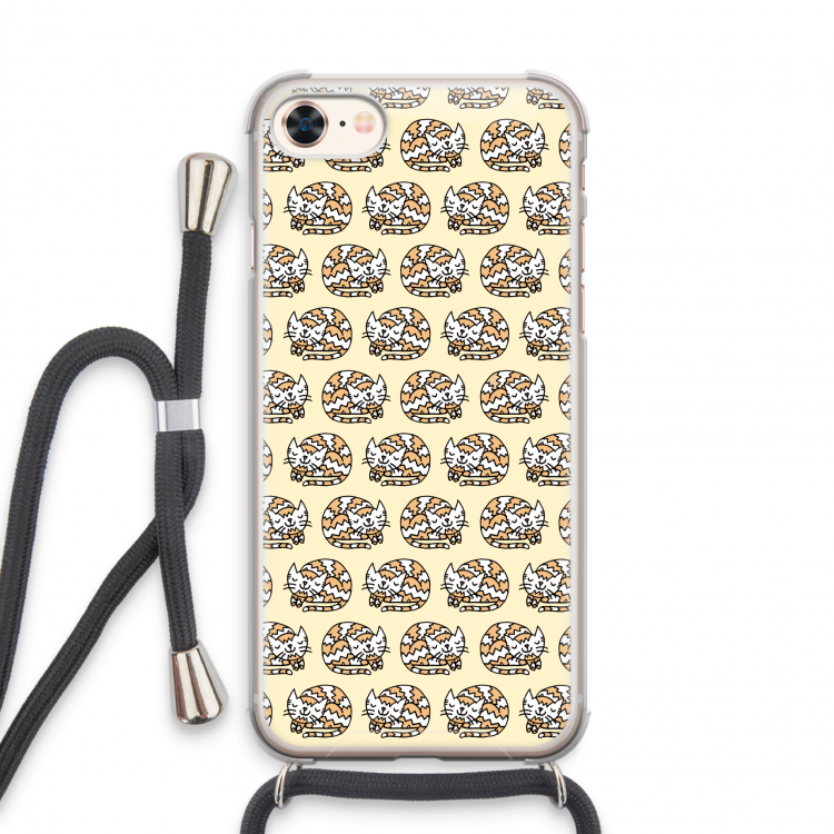 Slapende poes: iPhone 7 Transparant Hoesje met koord