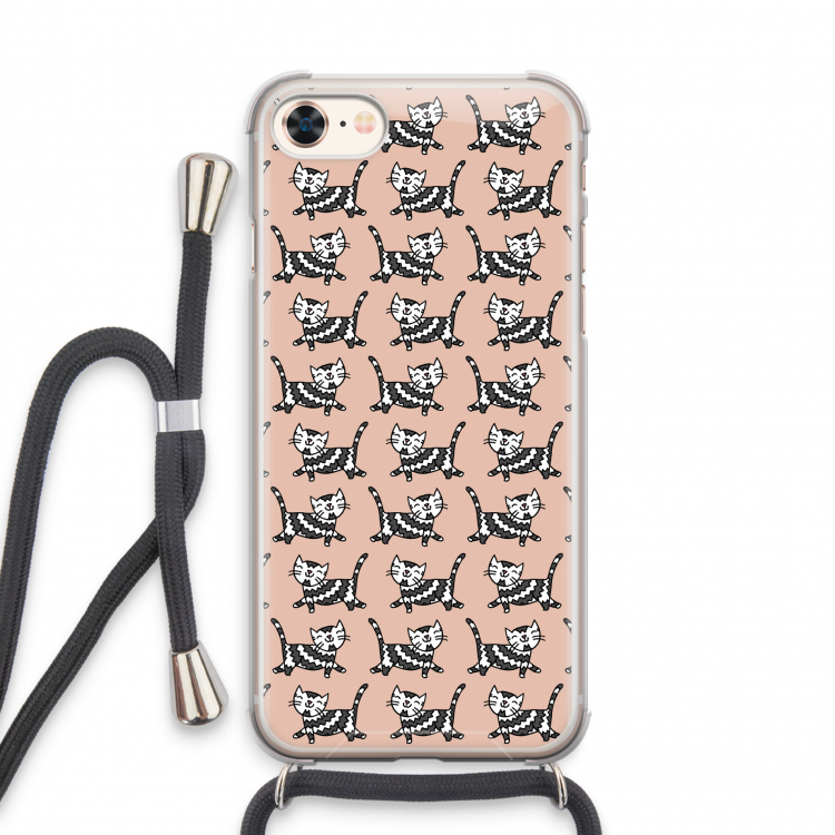 Zwarte poes: iPhone 7 Transparant Hoesje met koord