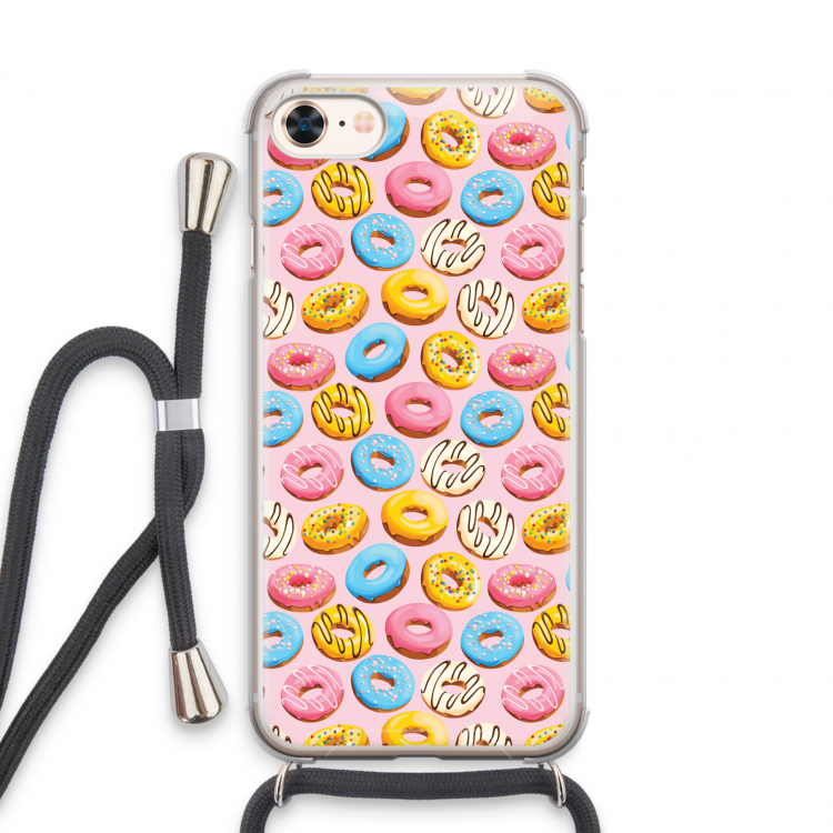 Pink donuts: iPhone 7 Transparant Hoesje met koord